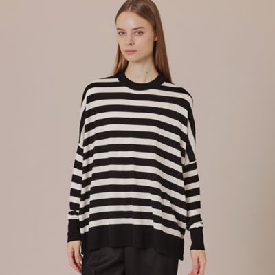 ＜MACKINTOSH LONDON (Women)＞ウールボーダークルーネックニットプルオーバー（Ｇ５Ｎ３９２０５＿＿）