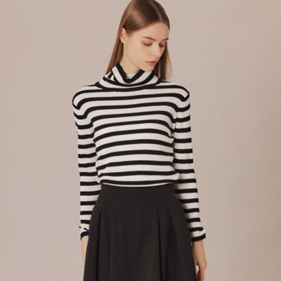 ＜MACKINTOSH LONDON (Women)＞ウールボーダーリブタートルニット（Ｇ５Ｎ４６２２２＿＿）