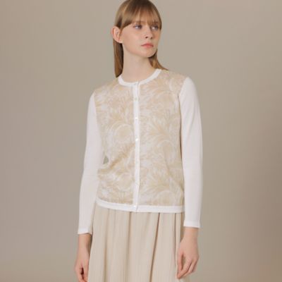 ＜MACKINTOSH LONDON (Women)＞【ＢＩＢＵＲＹ　ＦＬＯＷＥＲ　００１】ドローイングシャドーバイブリーコンビカーディガン（Ｇ５Ｎ７８１０５＿＿）