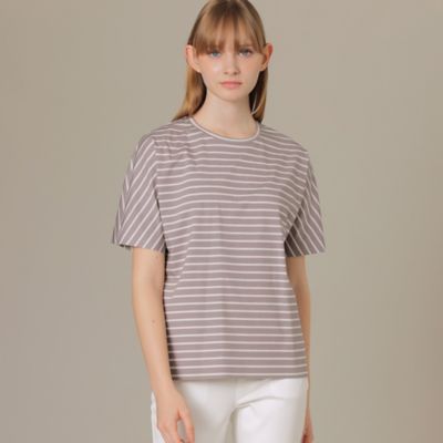 ＜MACKINTOSH LONDON (Women)＞【Ｔｈｅ　Ｅｓｓｅｎｔｉａｌ　Ｃｏｌｌｅｃｔｉｏｎ】プレーティング天竺ボーダーリラックスＴシャツ（Ｇ５Ｐ０７１７８＿＿）