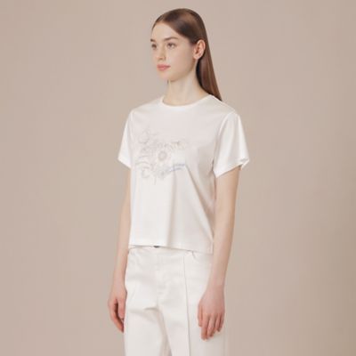 【婦人画報掲載】【ＢＩＢＵＲＹ　ＦＬＯＷＥＲ】ハイゲージスムースバイブリーフラワープリントＴシャツ（Ｇ５Ｐ０９３５７＿＿）