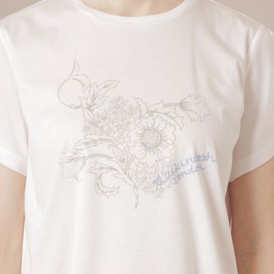 【婦人画報掲載】【ＢＩＢＵＲＹ　ＦＬＯＷＥＲ】ハイゲージスムースバイブリーフラワープリントＴシャツ（Ｇ５Ｐ０９３５７＿＿）