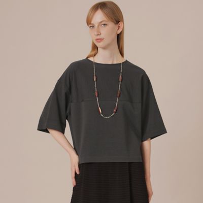 【エクラ掲載】ストレッチサッカーストライプ半袖ブラウス（Ｇ５Ｐ１７３６３＿＿）