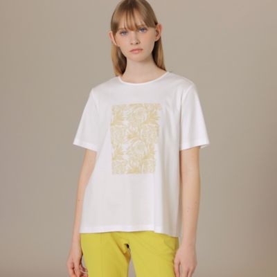 ＜MACKINTOSH LONDON (Women)＞【ＢＩＢＵＲＹ　ＦＬＯＷＥＲ　００１】ドローイングバイブリースクエアプリントＴシャツ（Ｇ５Ｐ３３１８３＿＿）