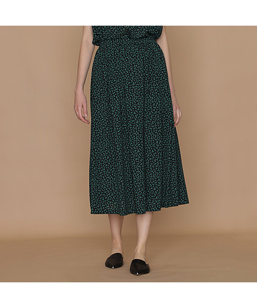 【SALE】ロンドン リーフドットプリントスカート ミドリ ひざ丈スカート