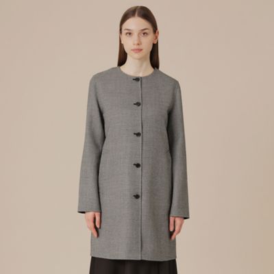 送料無料】【L】ライトウールリバーノーカラーコート