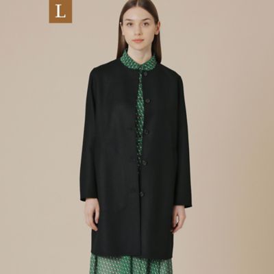 ハンズオブクリエイション ノーカラーコート ウール グレンチェック 千鳥格子 ハンズオブクリエイション ノーカラーコート ウール グレンチェック