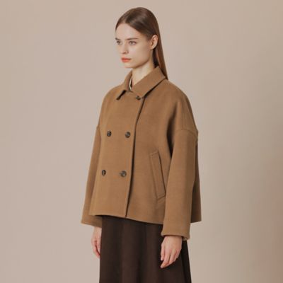 L】【FYVIE／フィビー】リーバースチェックウールコート
