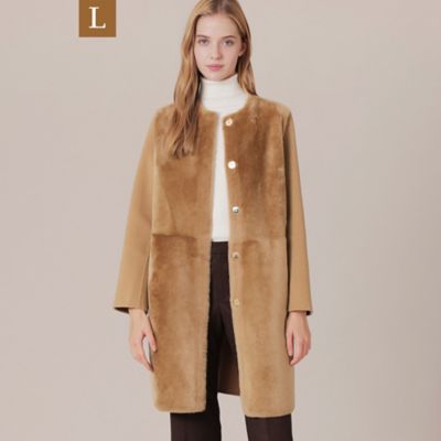 ＜MACKINTOSH LONDON L (Women/大きいサイズ)＞【Ｌ】ムートンウールカシミヤコンビコート（Ｇ７Ｂ７１８３０＿＿）