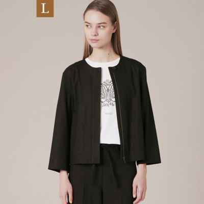 ＜MACKINTOSH LONDON L (Women/大きいサイズ)＞【Ｌ】麻レーヨンストレッチノーカラージャケット（Ｇ７Ｅ０５７４１＿＿）