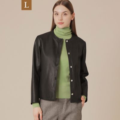 ＜MACKINTOSH LONDON L (Women/大きいサイズ)＞【Ｌ】ノーカラーレザージャケット（Ｇ７Ｅ１０６３２＿＿）