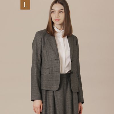 ＜MACKINTOSH LONDON L (Women/大きいサイズ)＞【Ｌ】レーヨンウールハウンドトゥースジャケット（Ｇ７Ｅ１２６４８＿＿）