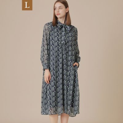 近年モデル♡マッキントッシュロンドン 花柄ロングワンピース フレア 長袖 38 L】【BIBURY FLOWER】バイカラーバイブリー