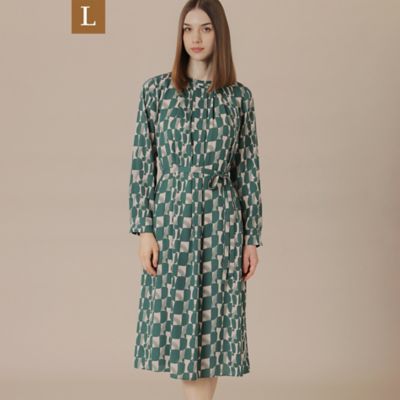 L】レトロタイルプリントワンピース（G7J11643＿＿