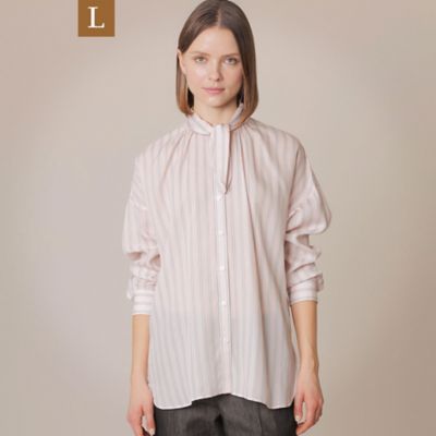 ＜MACKINTOSH LONDON L (Women/大きいサイズ)＞【Ｌ】キュプラドビーストライプブラウス（Ｇ７Ｍ０６１３６＿＿）