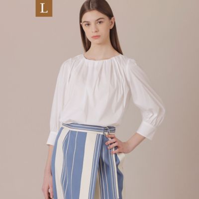 ＜MACKINTOSH LONDON L (Women/大きいサイズ)＞【Ｌ】コットンナイロンストレッチノーカラーブラウス（Ｇ７Ｍ１３３１９＿＿）