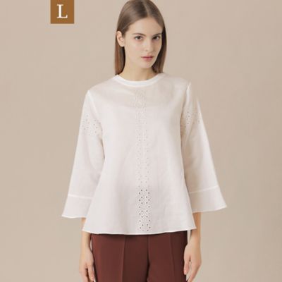 ＜MACKINTOSH LONDON L (Women/大きいサイズ)＞【Ｌ】コットンラミーエンブロイダリーブラウス（Ｇ７Ｍ１７５４６＿＿）