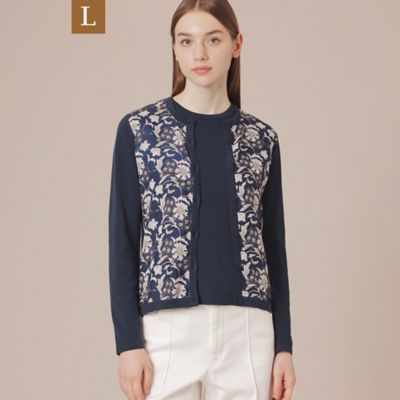 【Ｌ】【婦人画報掲載】【ＢＩＢＵＲＹ　ＦＬＯＷＥＲ】バイブリーフラワーコンビカーディガン（Ｇ７Ｎ０８３０５＿＿）