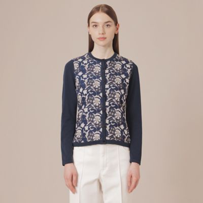 【Ｌ】【婦人画報掲載】【ＢＩＢＵＲＹ　ＦＬＯＷＥＲ】バイブリーフラワーコンビカーディガン（Ｇ７Ｎ０８３０５＿＿）