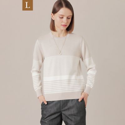＜MACKINTOSH LONDON L (Women/大きいサイズ)＞【Ｌ】シルケットコットンボーダーニットプルオーバー（Ｇ７Ｎ１１１１５＿＿）