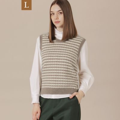＜MACKINTOSH LONDON L (Women/大きいサイズ)＞【Ｌ】アルパカスレッドボーダーニットベスト（Ｇ７Ｎ１９６１４＿＿）