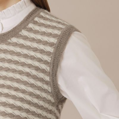 アルパカベスト L】アルパカスレッドボーダーニットベスト（G7N19614＿＿