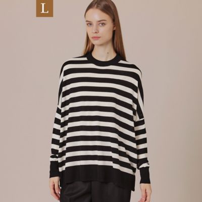＜MACKINTOSH LONDON L (Women/大きいサイズ)＞【Ｌ】ウールボーダークルーネックニットプルオーバー（Ｇ７Ｎ３９２０５＿＿）