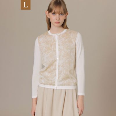 ＜MACKINTOSH LONDON L (Women/大きいサイズ)＞【Ｌ】【ＢＩＢＵＲＹ　ＦＬＯＷＥＲ　００１】ドローイングシャドーバイブリーコンビカーディガン（Ｇ７Ｎ７８１０５＿＿）