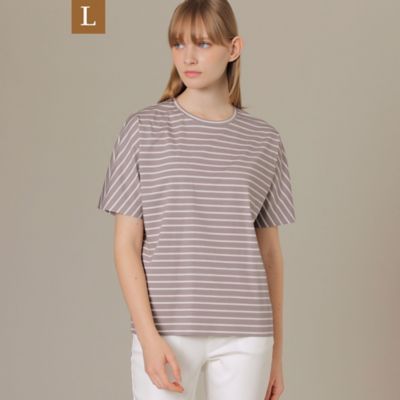 ＜MACKINTOSH LONDON L (Women/大きいサイズ)＞【Ｌ】【Ｔｈｅ　Ｅｓｓｅｎｔｉａｌ　Ｃｏｌｌｅｃｔｉｏｎ】プレーティング天竺ボーダーリラックスＴシャツ（Ｇ７Ｐ０７１７８＿＿）