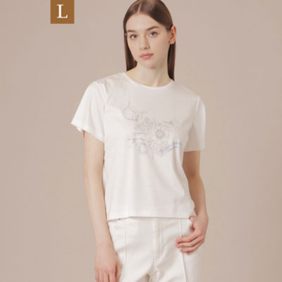 ＜MACKINTOSH LONDON L (Women/大きいサイズ)＞【Ｌ】【婦人画報掲載】【ＢＩＢＵＲＹ　ＦＬＯＷＥＲ】ハイゲージスムースバイブリーフラワープリントＴシャツ（Ｇ７Ｐ０９３５７＿＿）