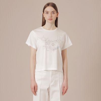 【Ｌ】【婦人画報掲載】【ＢＩＢＵＲＹ　ＦＬＯＷＥＲ】ハイゲージスムースバイブリーフラワープリントＴシャツ（Ｇ７Ｐ０９３５７＿＿）