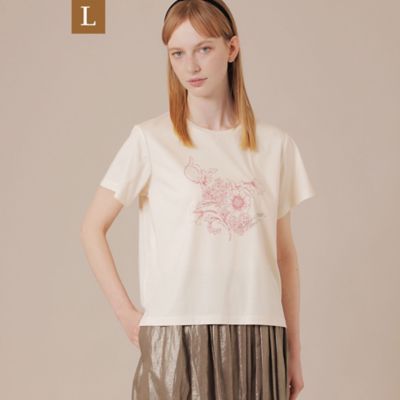 【Ｌ】【婦人画報掲載】【ＢＩＢＵＲＹ　ＦＬＯＷＥＲ】ハイゲージスムースバイブリーフラワープリントＴシャツ（Ｇ７Ｐ０９３５７＿＿）
