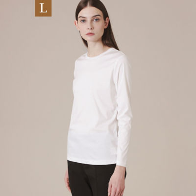 ＜MACKINTOSH LONDON L (Women/大きいサイズ)＞【Ｌ】【Ｔｈｅ　Ｅｓｓｅｎｔｉａｌ　Ｃｏｌｌｅｃｔｉｏｎ】スーピマコットンクルーネック８分袖Ｔシャツ（Ｇ７Ｐ１１７５５＿＿）