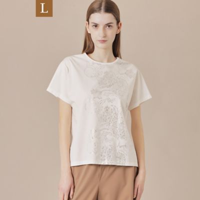 ＜MACKINTOSH LONDON L (Women/大きいサイズ)＞【Ｌ】【ＢＩＢＵＲＹ　ＦＬＯＷＥＲ】ラインバイブリーフラワーＴシャツ（Ｇ７Ｐ１３５５６＿＿）