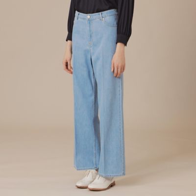 【Ｌ】コットンリネンデニムワイドパンツ（Ｇ７Ｒ１５５１７＿＿）
