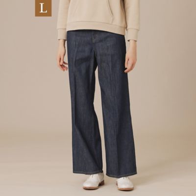 【Ｌ】コットンリネンデニムワイドパンツ（Ｇ７Ｒ１５５１７＿＿）