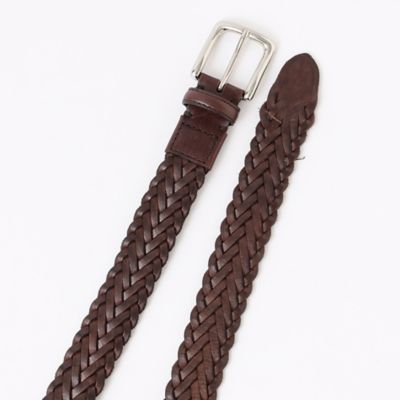 MACKINTOSH シンプルブラウンレザーベルト オイルレザーメッシュ カジュアルベルト（H1330635＿＿