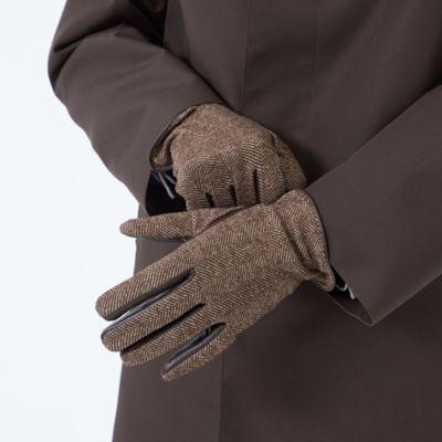 EMMETEX ヘリンボーン×レザー スマホグローブ