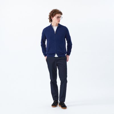 片畦 スタンドジップアップカーディガンニット