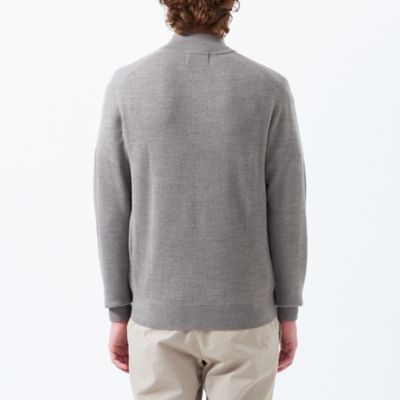 片畦 スタンドジップアップカーディガンニット