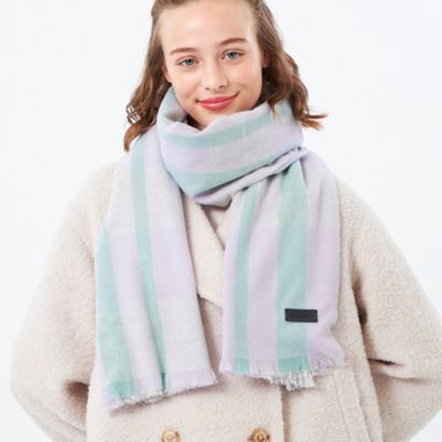  Bashful Dusky Blue ・Viola ウォッシャブルカシミヤチェックストール（H5701631＿＿