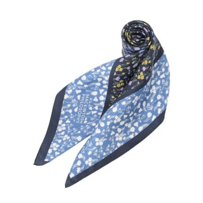 Snowblue Gardenシルクプリントスカーフ