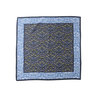 Snowblue Gardenシルクプリントスカーフ