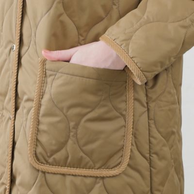WEB限＆一部店舗限定定】ノーカラーキルティングロングコート