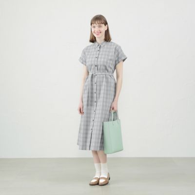 ✨極美品✨MACKINTOSH シアサッカーワンピース　サイドリボン　チェック ✨極美品✨MACKINTOSH シアサッカーワンピース サイドリボン