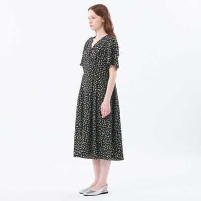 【マッキントッシュ】ワンピース　ドット　Aライン　リボン　38　半袖 ファインパターンドットワンピース(ワンピース)｜MACKINTOSH