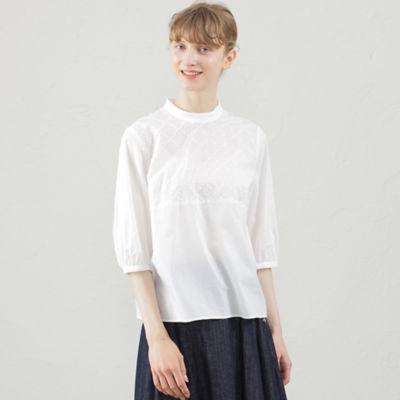 ＜MACKINTOSH PHILOSOPHY (Women)＞ドットチェックレースブラウス（Ｈ５Ｍ０２４０３＿＿）