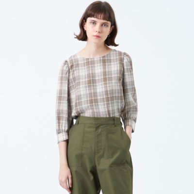 ＜MACKINTOSH PHILOSOPHY (Women)＞タータンチェックギャザースリーブブラウス（Ｈ５Ｍ１２５３７＿＿）