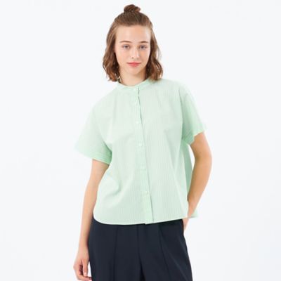 【SALE】MACKINTOSH PHILOSOPHY (Women)/マッキントッシュ フィロソフィー バンドカラーストライプハーフシャツ(H5M18612__) ミドリ70L トップス【三越伊勢丹/公式】