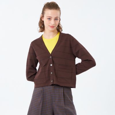 ラメボーダーVネックカーディガン（H5N34683＿＿